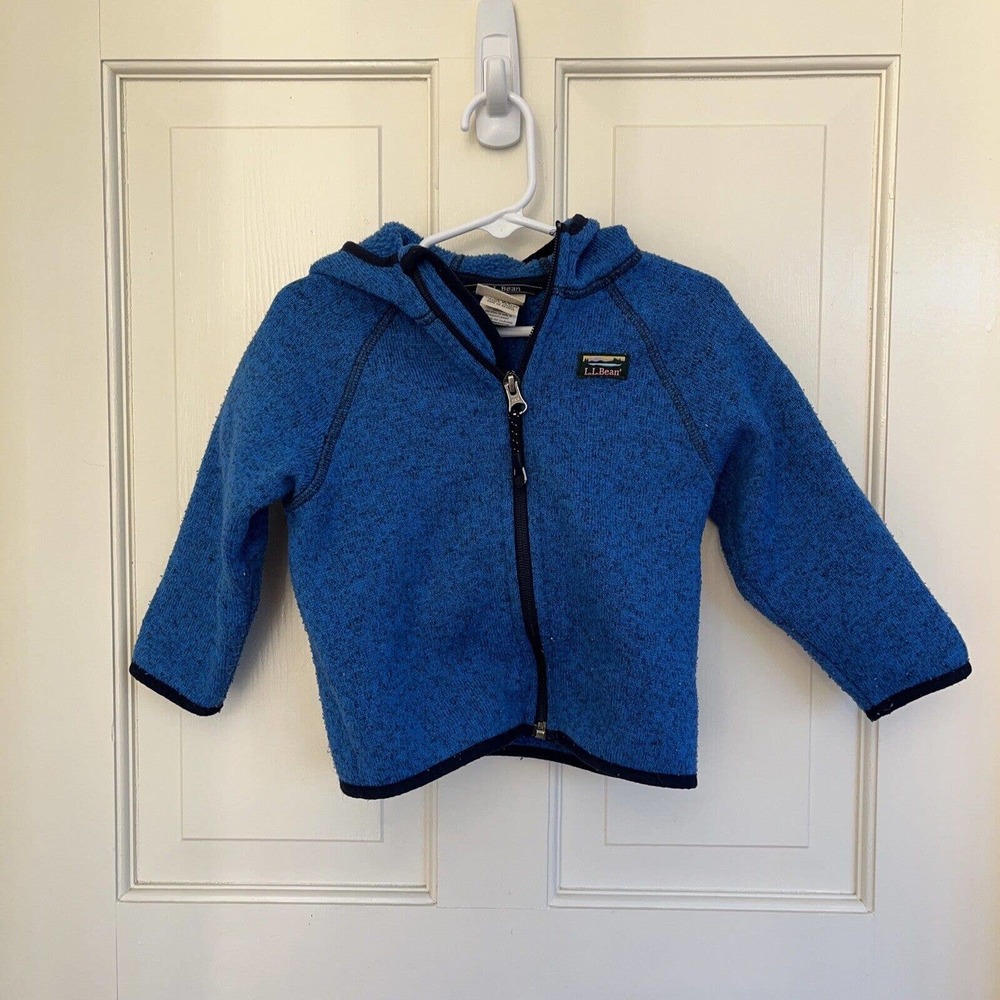 L L Bean Hooded Sweater Fleece Full Zip Jacket Sz 12-18 Months Blue Item 507425